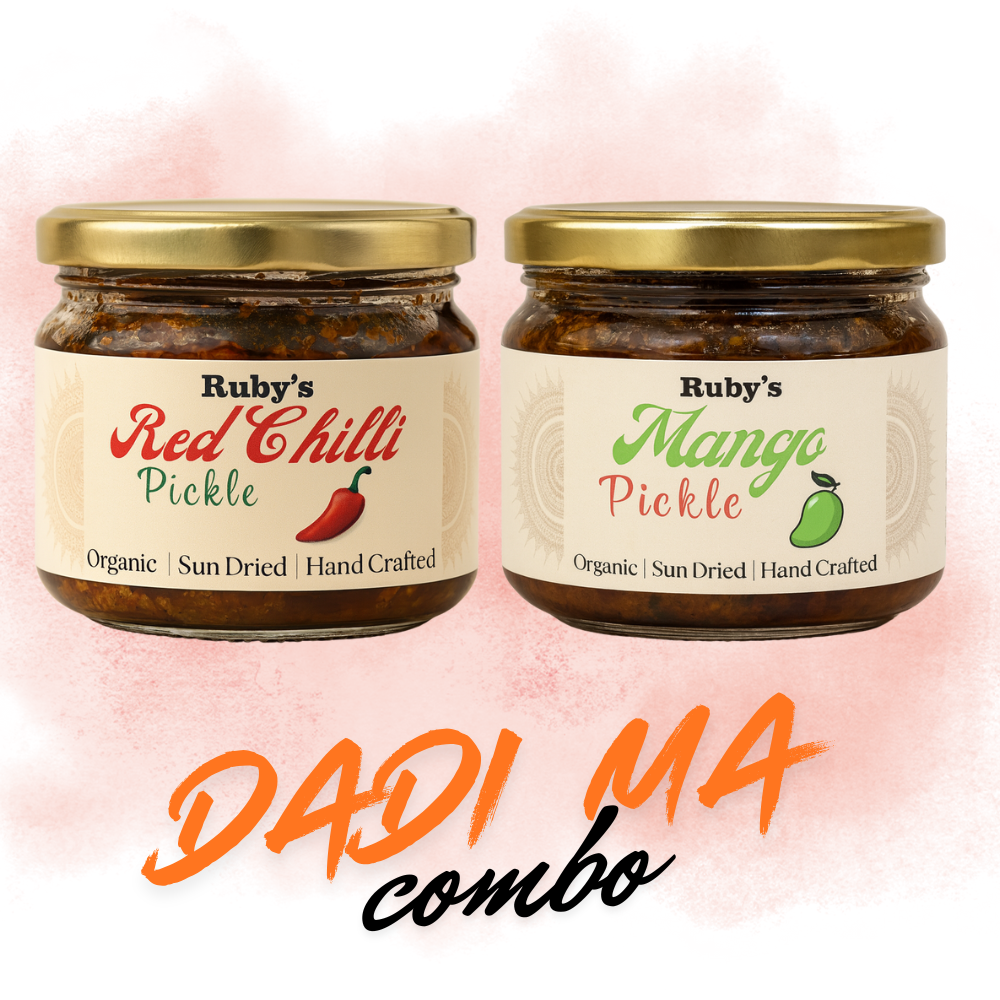 Dadi Ma Combo – Mango & Stuffed Red Chilli Pickle