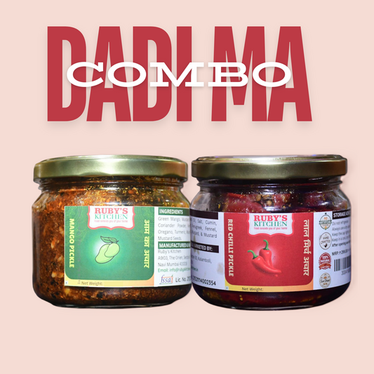 Dadi Ma Combo – Mango & Stuffed Red Chilli Pickle